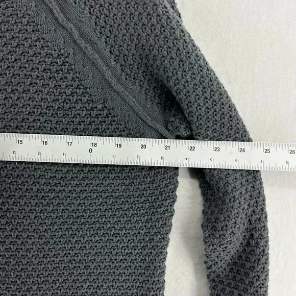 Gap Sweater Women's Sz Small Gray Crew Neck Knit Ribbed Trim Textured Pullover - Picture 3 of 13